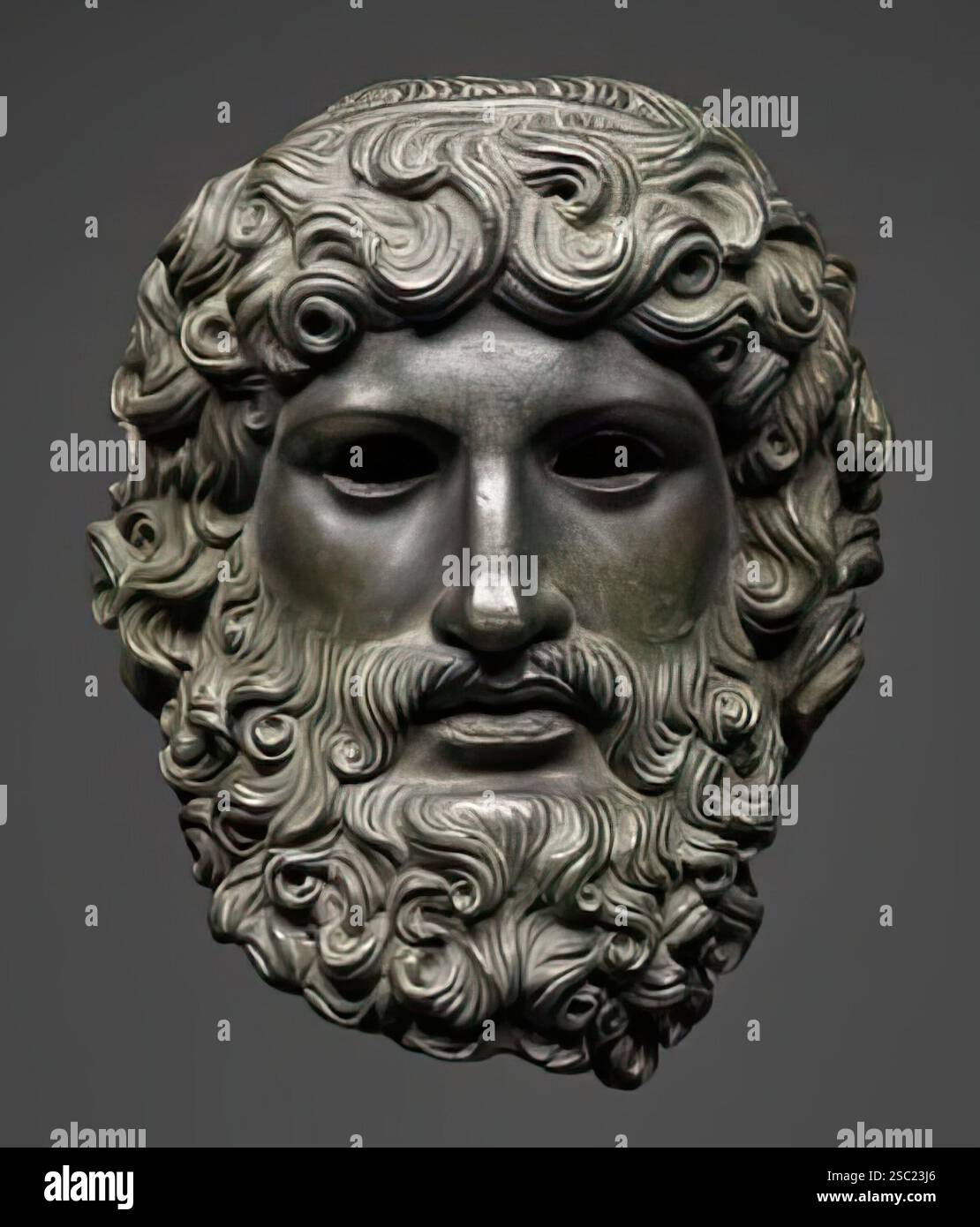 7489. Bronzebüste von Jupiter, dem Gott des Himmels und Donners und König der Götter in der antiken römischen Religion und Mythologie. Stockfoto