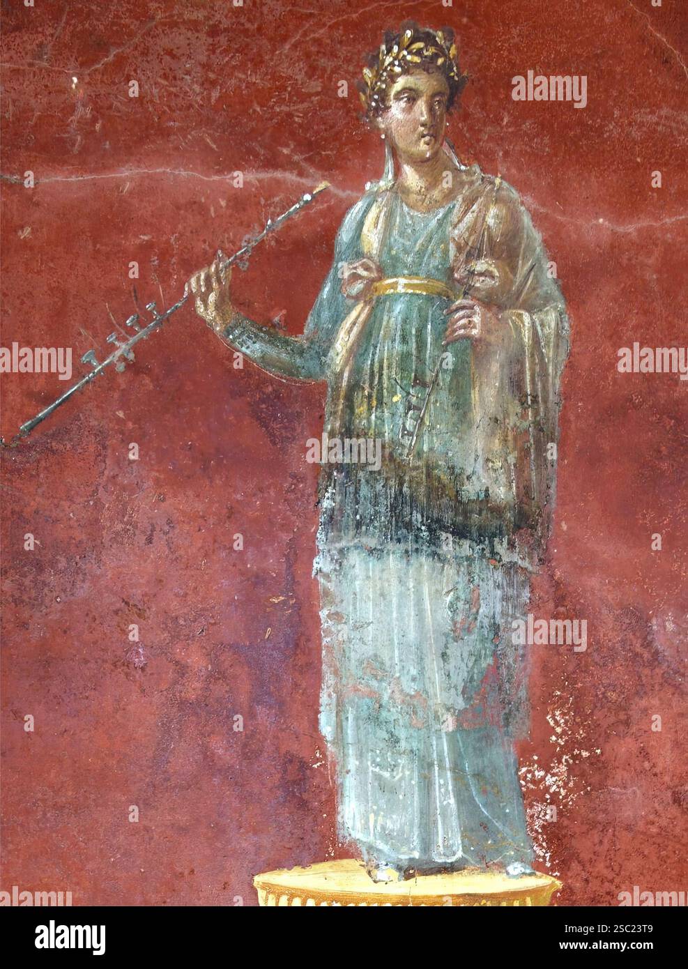 7508. Muse Euterpe oder möglicherweise eine Schauspielerin aus der Zeit von Nero, Pompeji, Villa Moregine, östliches Triklinium, 1. Jahrhundert n. Chr Stockfoto