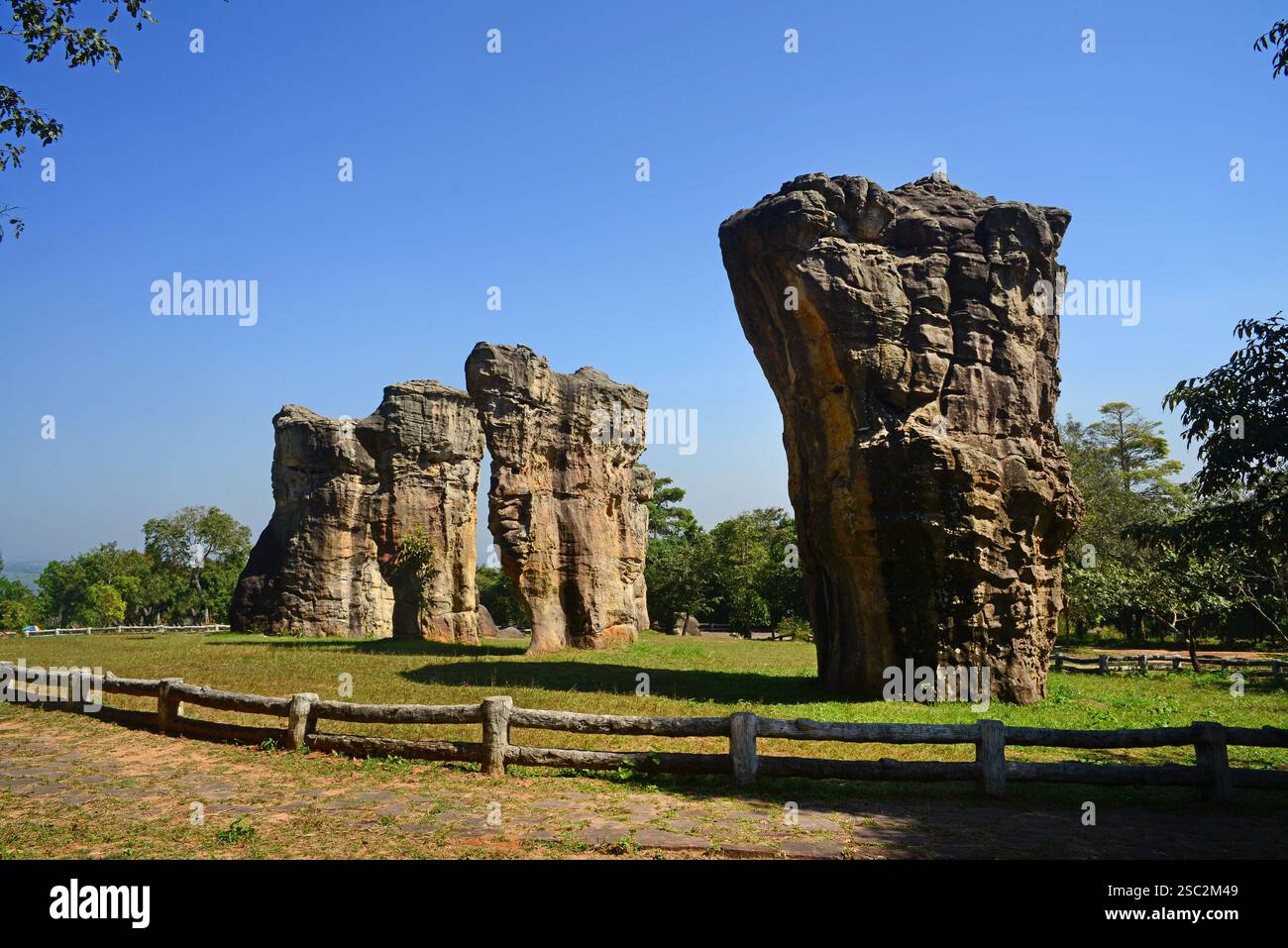 mor hin khao Felsformationen, thailands stonehenge chaiyaphum Provinz phu laen Kha Nationalpark Stockfoto
