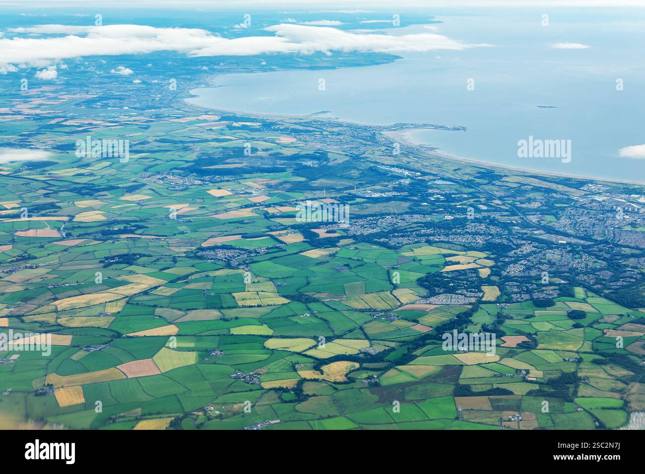 Aus der Vogelperspektive auf die Stadt Stanecastle und Barrassie Beach die schottische Landschaft in der Nähe von Glasgow, Central Lowlands of Scotland, UK Stockfoto