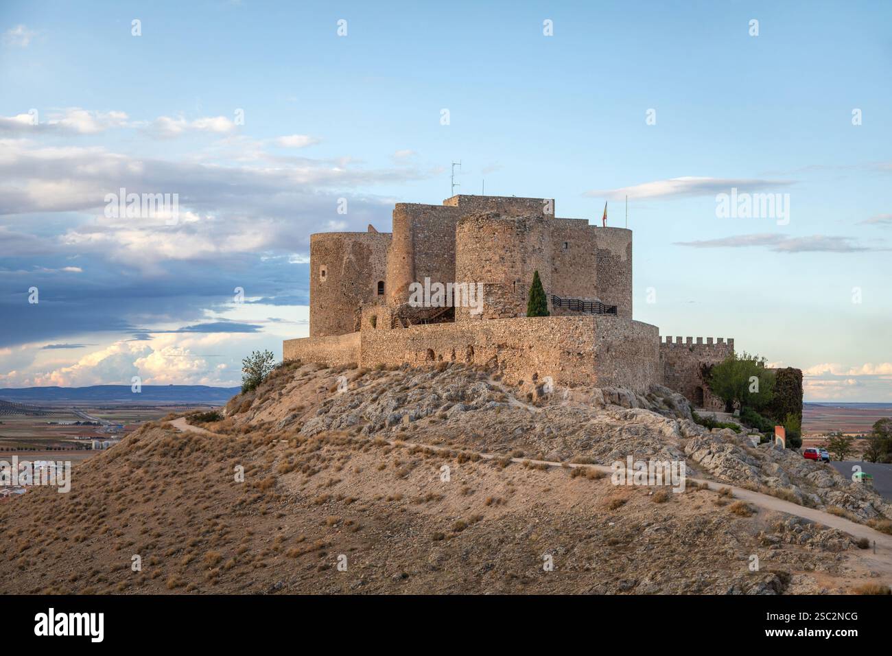 Mittelalterliche Burg von La Muela (Castillo de la Muela) in Consuegra, Kastilien - La Mancha, Spanien Stockfoto