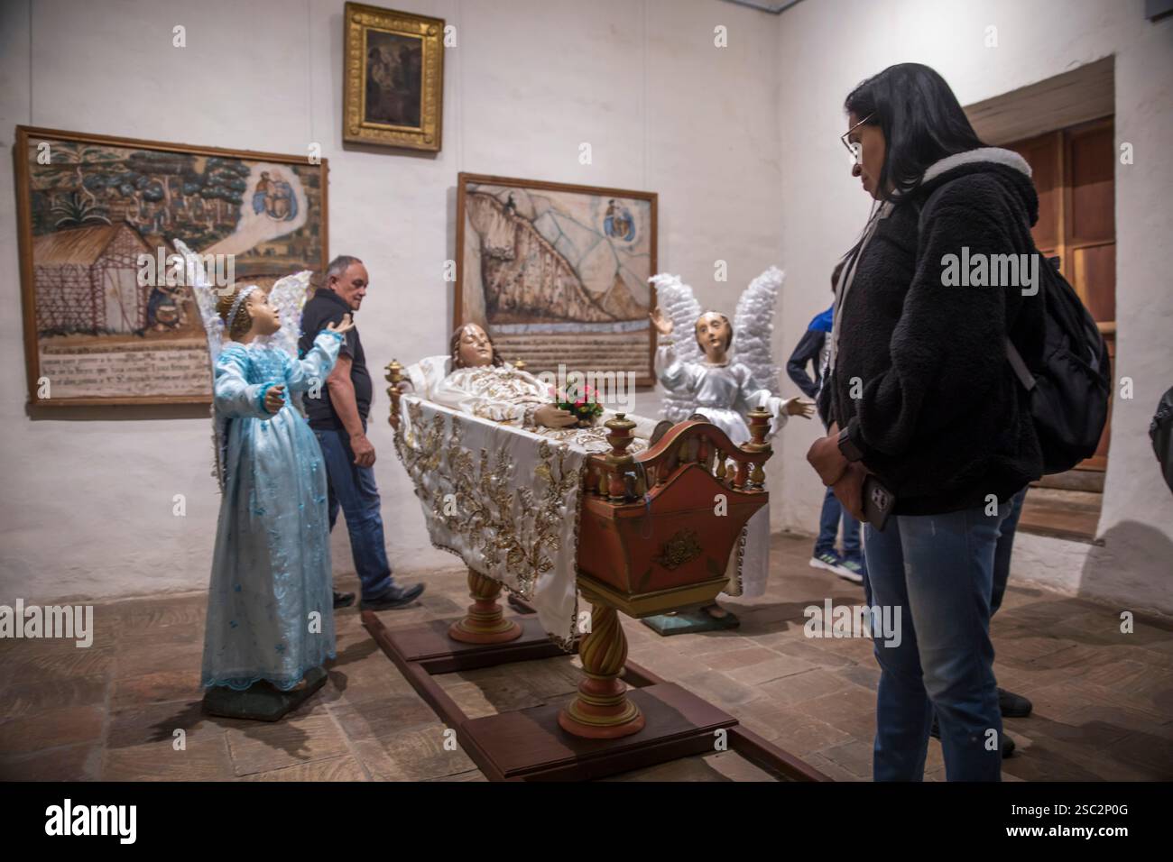 Klostermuseum unserer Lieben Frau von Monguí. Das Museum verfügt über 9 Räume, in denen Kunstwerke von Künstlern wie Gregorio Vásquez de Arce y Ceballos, Baltasa, ausgestellt sind Stockfoto