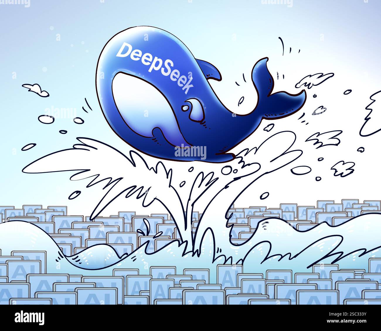 SUQIAN, CHINA - 5. FEBRUAR 2025 - Illustration DeepSeek, Suqian, Provinz Jiangsu, China, 5. Februar 2025. Stockfoto