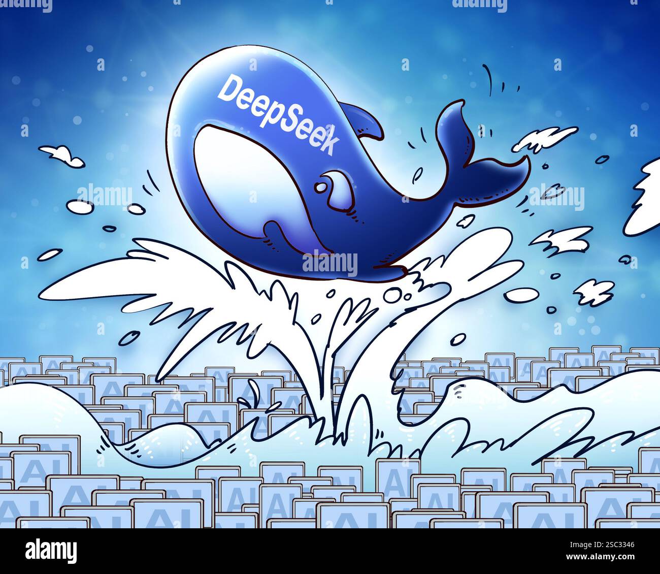 SUQIAN, CHINA - 5. FEBRUAR 2025 - Illustration DeepSeek, Suqian, Provinz Jiangsu, China, 5. Februar 2025. Stockfoto