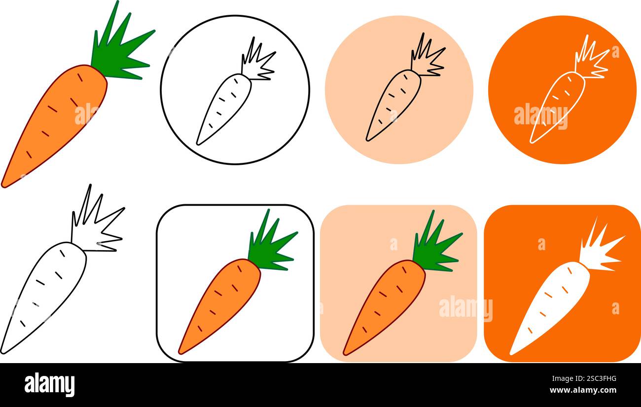 Karotten Gemüse Cartoon Vektor Logo Icon Illustration. Food Nature Icon Konzept Isolierter Premium-Vektor. Flacher Cartoon-Stil Stock Vektor