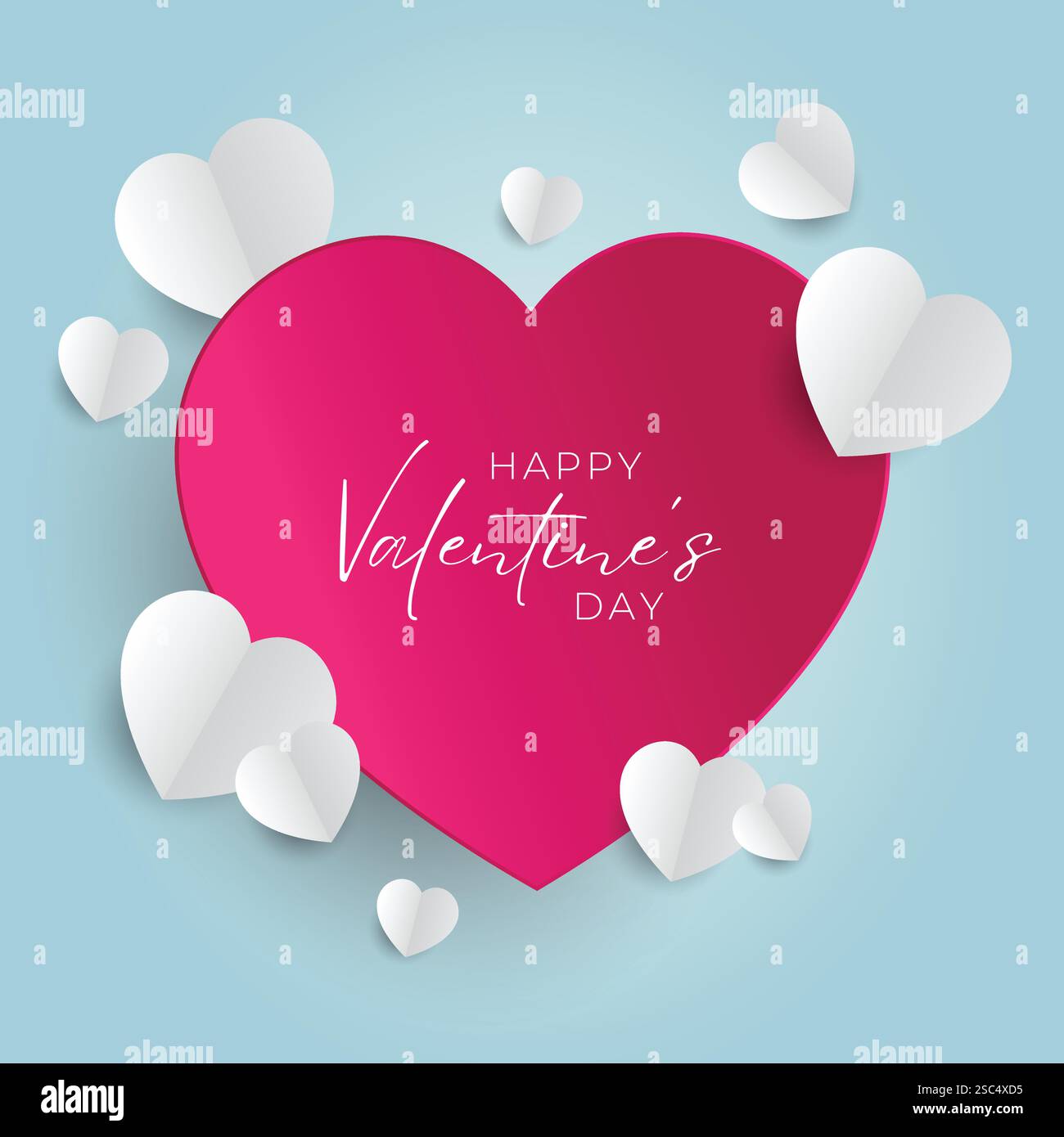 Valentinskarte mit niedlichen, papiergeschnittenen Herzen. Stock Vector Platform – Stock Illustration Stock Vektor