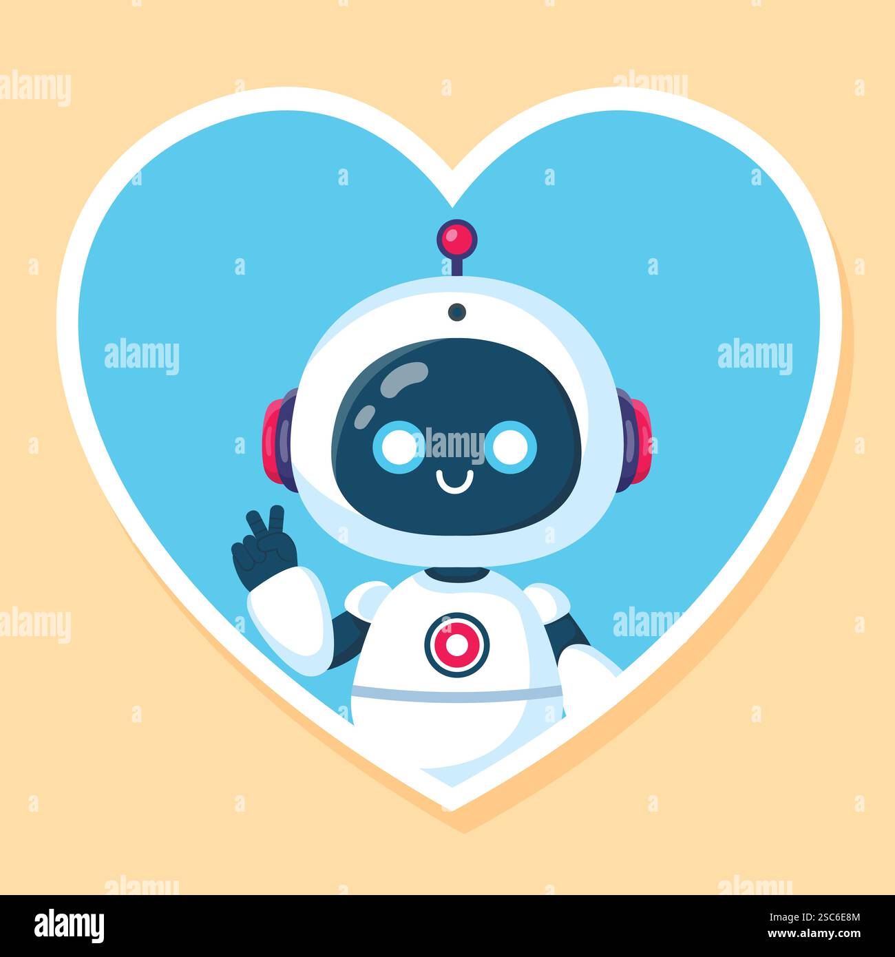 Ein verliebter Roboter. Zeichentrickfiguren. Vektorabbildung. Stock Vektor