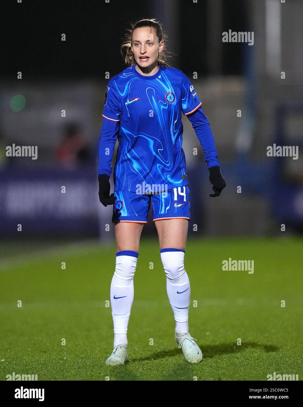 Chelsea's Nathalie Bjorn beim Halbfinalspiel des Subway Women's League Cup in Kingsmeadow, London. Bilddatum: Mittwoch, 5. Februar 2025. Stockfoto