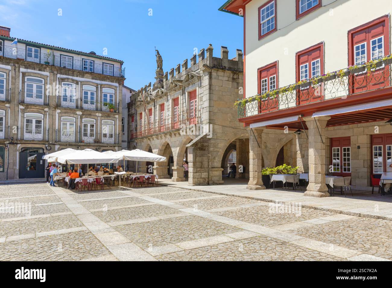 Oliviera-Platz (Largo da Oliveira), Guimaraes, Region Minho, Portugal Stockfoto
