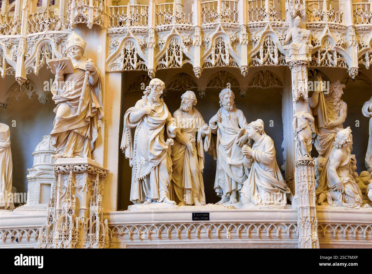 Die Frau von Kanaan, Skulpturenszene, von Thomas Boudin im Jahre 1611, von der monumentalen Leinwand um den Chor, Kathedrale unserer Lieben Frau von Chartres, Eure et Lo Stockfoto