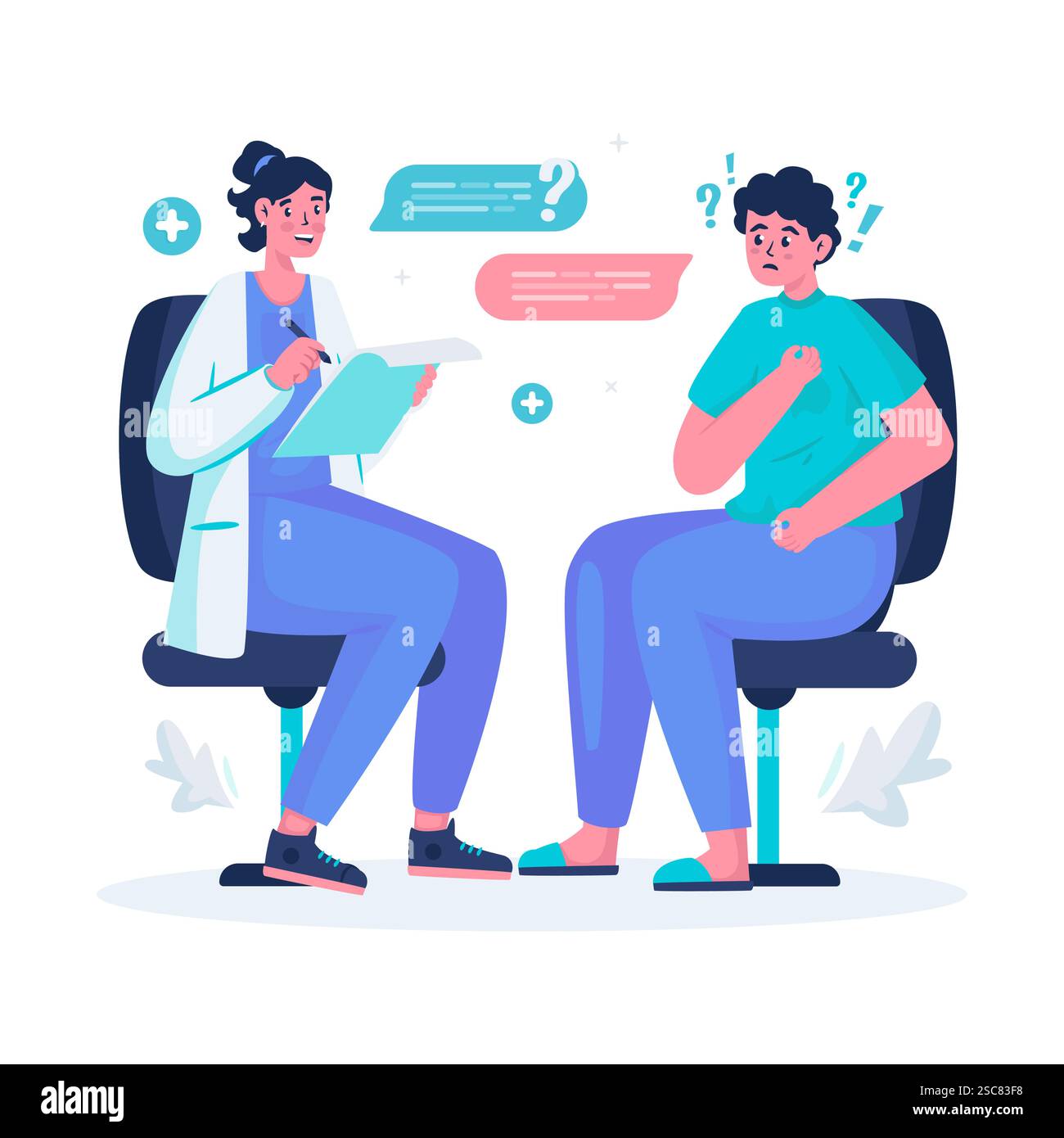 Doktor, der medizinische Testinterview Vektor-Illustration nimmt Stock Vektor