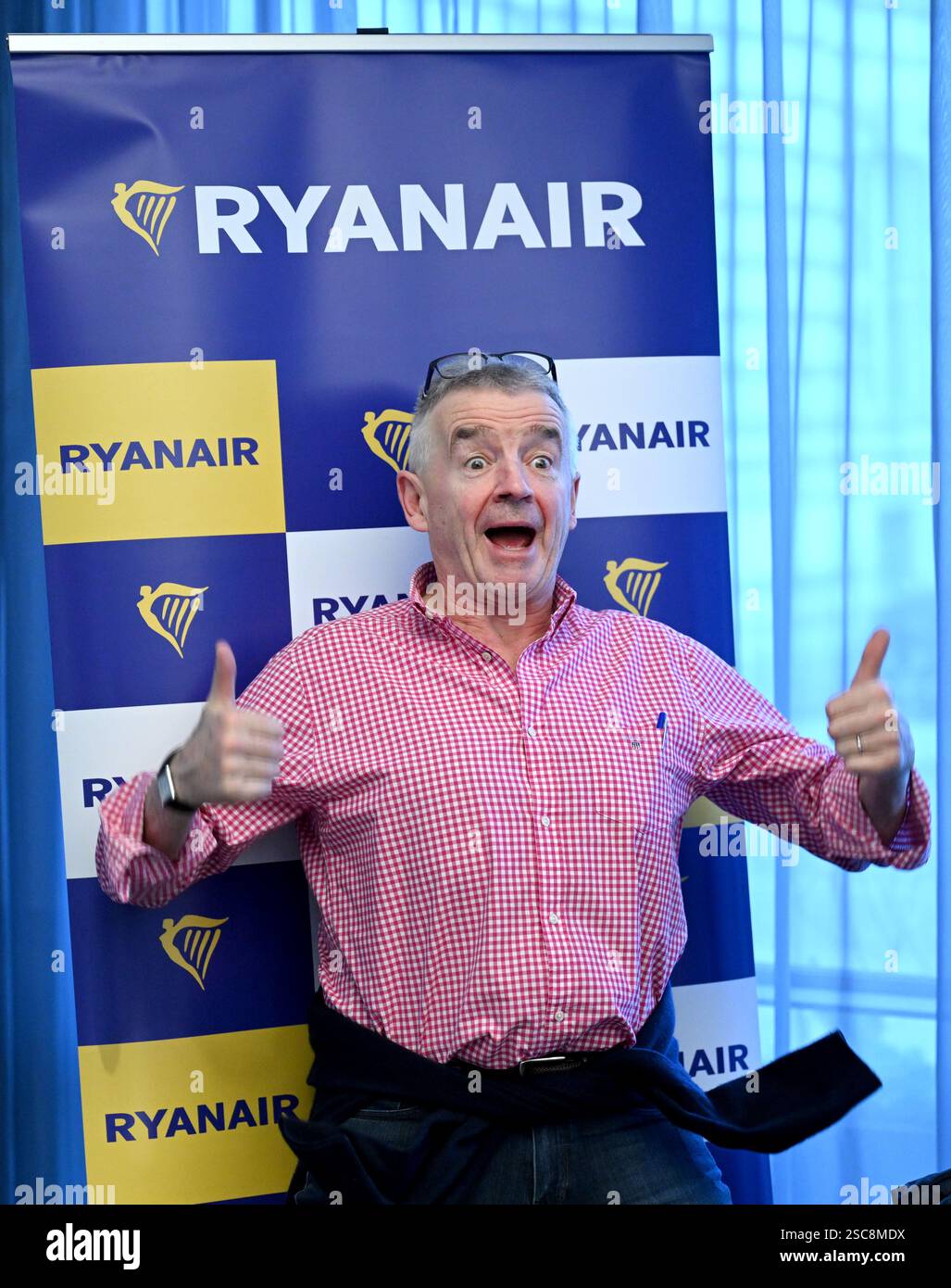 Michael O'Leary, CEO von Ryanair, auf einer Pressekonferenz zum Thema „aktuelle Entwicklungen – strategische Pläne für den Sommer“ am Mittwoch, 5. Februar 2025, in Wien. - 20250205 PD1363 Credit: APA-PictureDesk/Alamy Live News Stockfoto