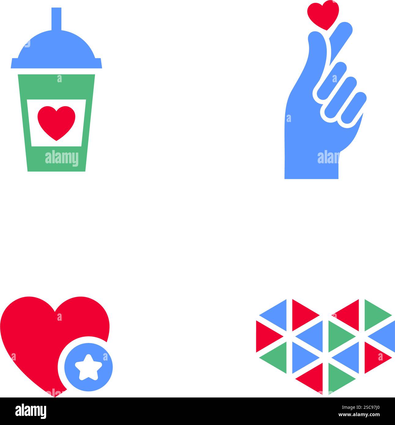 Setzen Sie Symbole oder Valentinstag-Symbole, Weihnachtsschilder für Feiertage, Vektor-trendigen modernen Stil. Stock Vektor