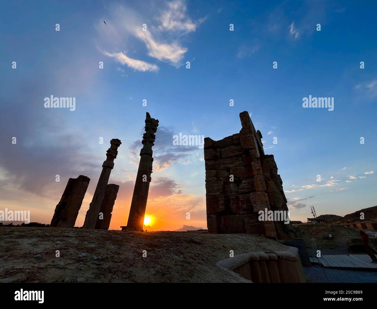 Beginn einer Dämmerung in Persepolis, Iran, fotografiert von Shahpari Bahrami Stockfoto