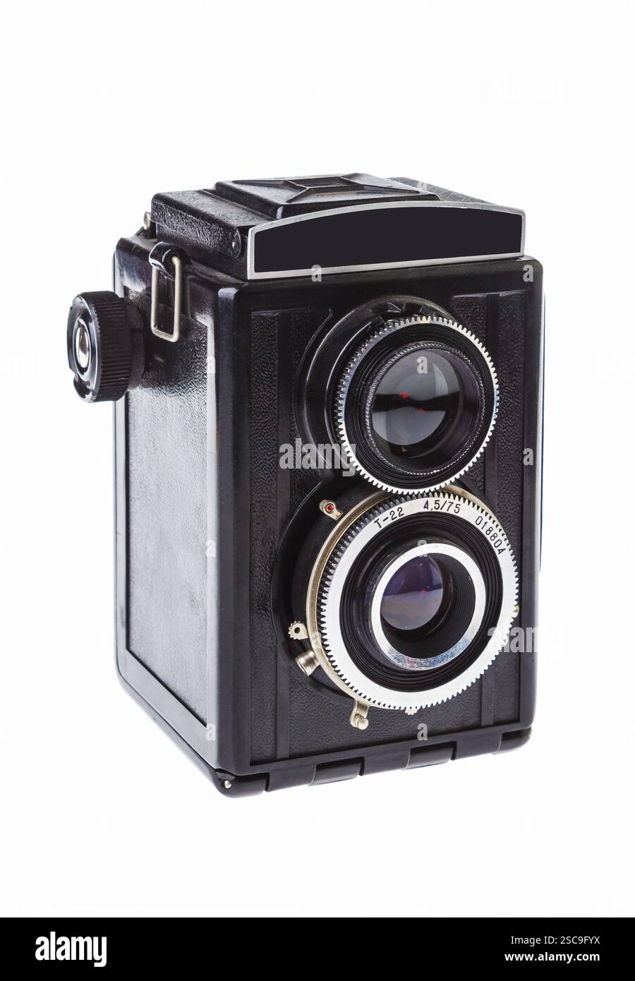 Die Schwarz Vintage twin-lens reflex Kamera für Film Stockfoto