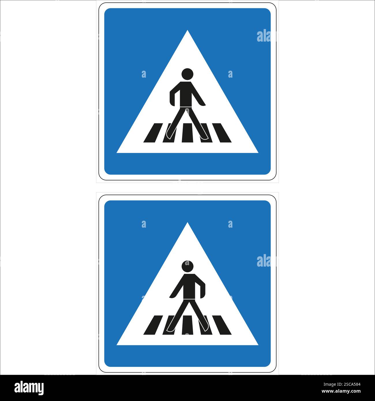 Straßenschild für Fußgänger, das den sicheren Bereich für die Überquerung der Straße anzeigt, wodurch die Straßensicherheit und das Bewusstsein für Fußgänger gefördert werden. Stock Vektor