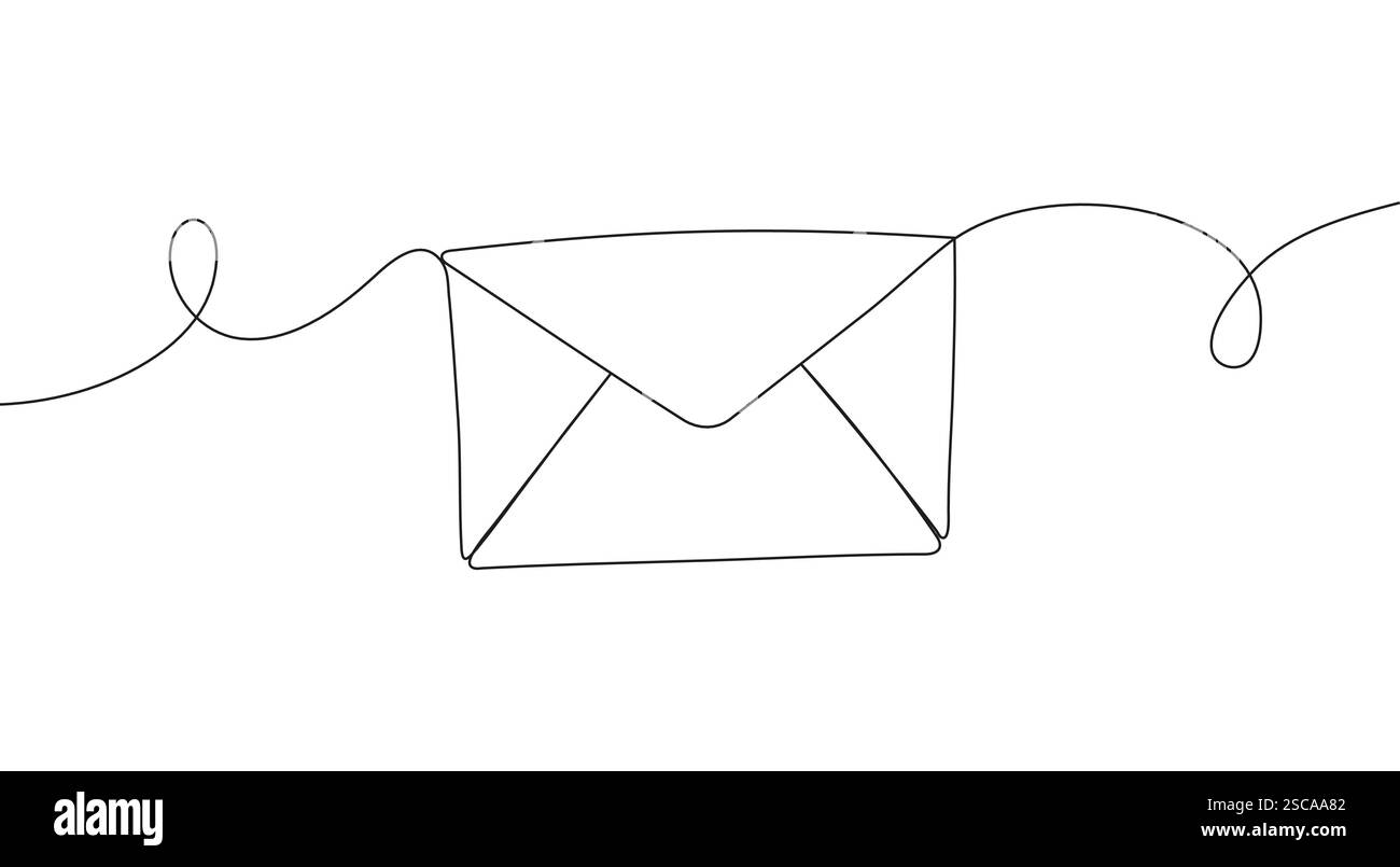 Papierumschlag in einem durchgehenden einzeiligen Zeichenstil. Einfach und minimalistisch Stock Vektor