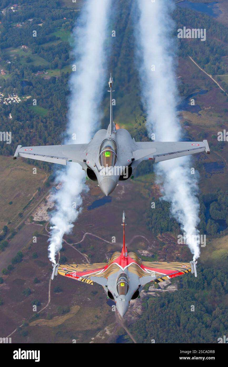 Ein Dassault Rafale-Kampfflugzeug der französischen Air Force, das bei ...