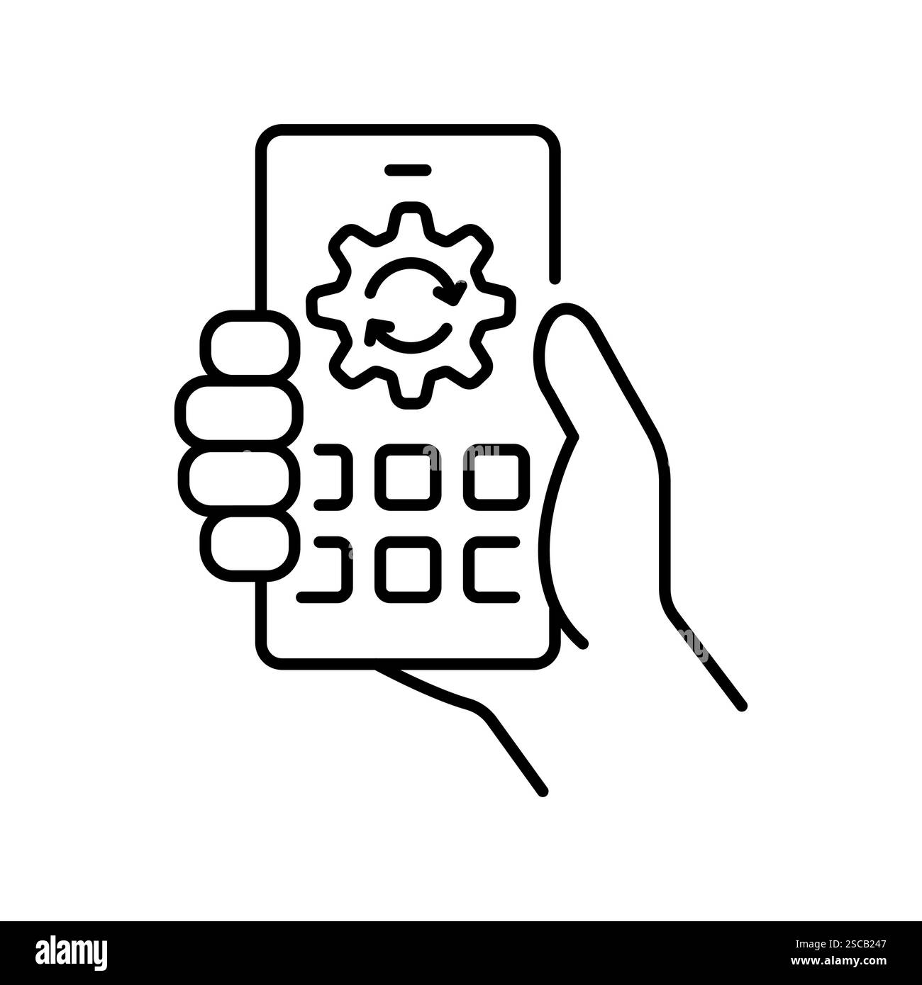 Schwarze Linie Symbol für mobile Plattformen. Vektorisoliertes Element. Bearbeitbare Kontur. Stock Vektor