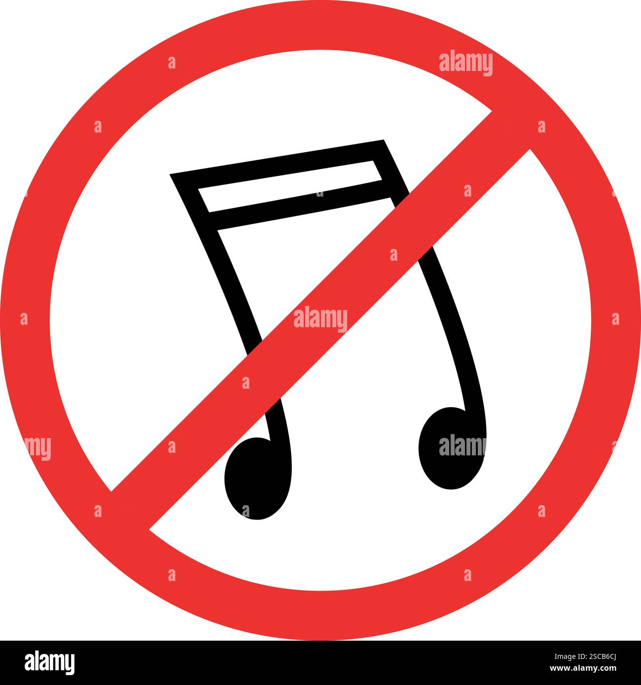 Keine Musikinstrumente erlaubt Zeichen. Verbotene Zeichen und Symbole. Stock Vektor