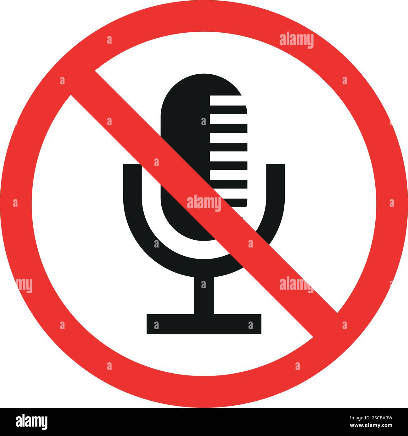 Kein Mikrofonzeichen. Verbotene Zeichen und Symbole. Stock Vektor