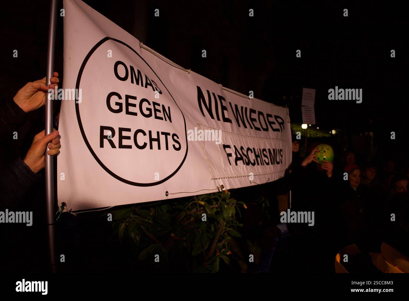 Wiesbaden, Westdeutschland. 31. Januar 2025. Tausende von Menschen versammeln sich vor dem neuen Rathaus, um gegen die Pläne der CDUCSU-Parl zu protestieren Stockfoto