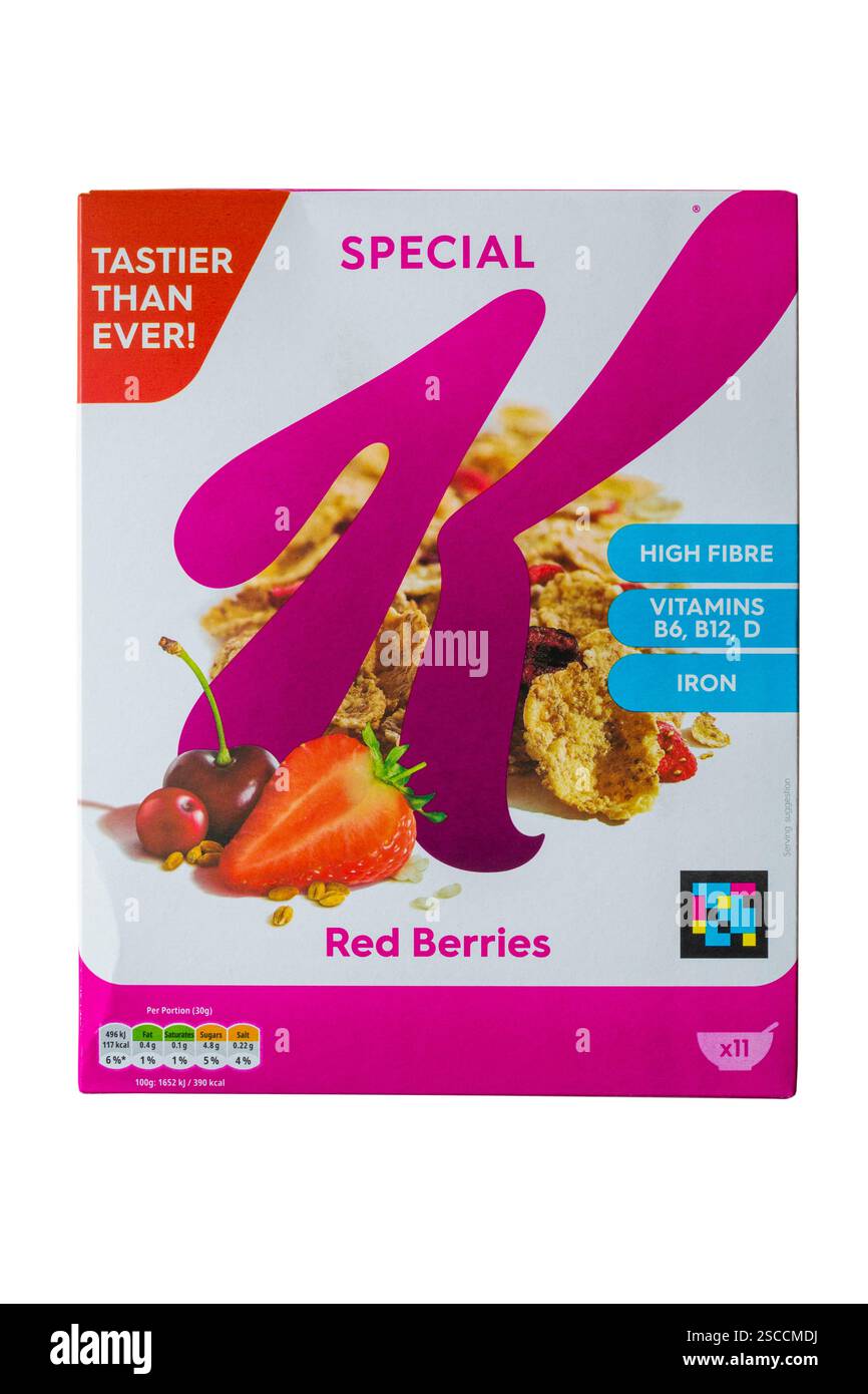 Kelloggs Kellogg's Special K Red Beries Frühstückscerealien isoliert auf weißem Hintergrund Stockfoto