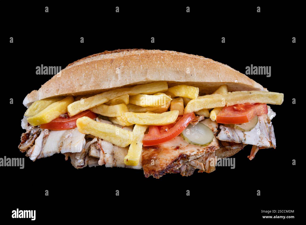 Fleisch Huhn Döner, Zwischen Brot (türkischer Name: Ekmek arasi tavuk ...