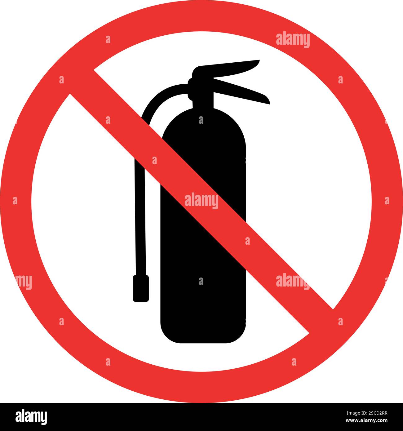Kein Feuerlöschschild. Verbotene Zeichen und Symbole. Stock Vektor