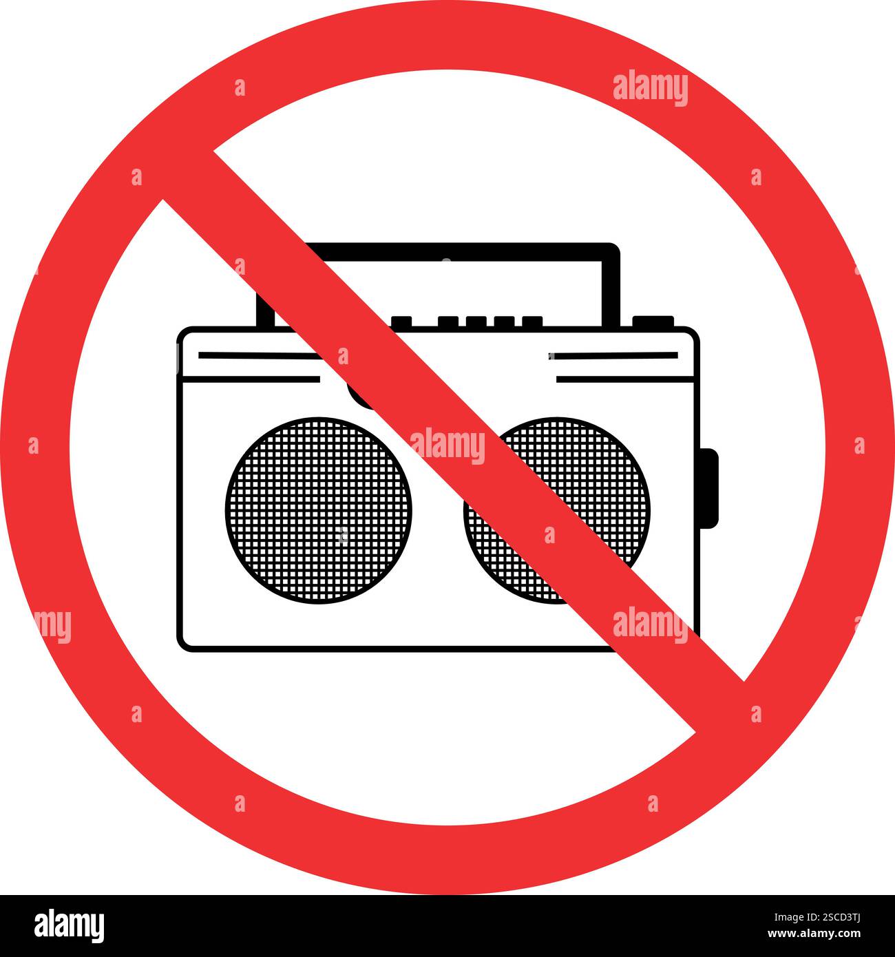 Kein lautes Musikzeichen. Verbotene Zeichen und Symbole. Stock Vektor