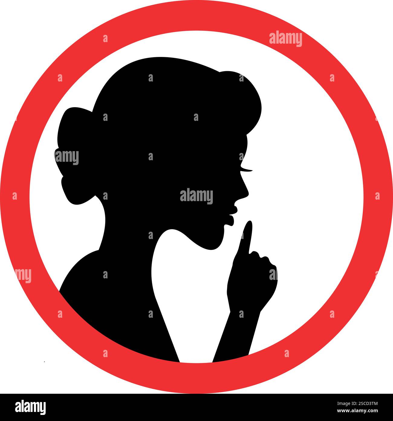 Silent Lady Geste Zeichen. Verbotene Zeichen und Symbole. Stock Vektor