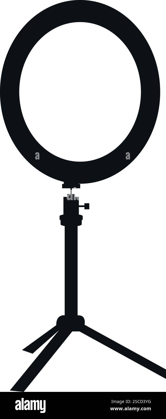 Tragbare Ringleuchte mit Standschild. Elektronische Schilder und Symbole. Stock Vektor
