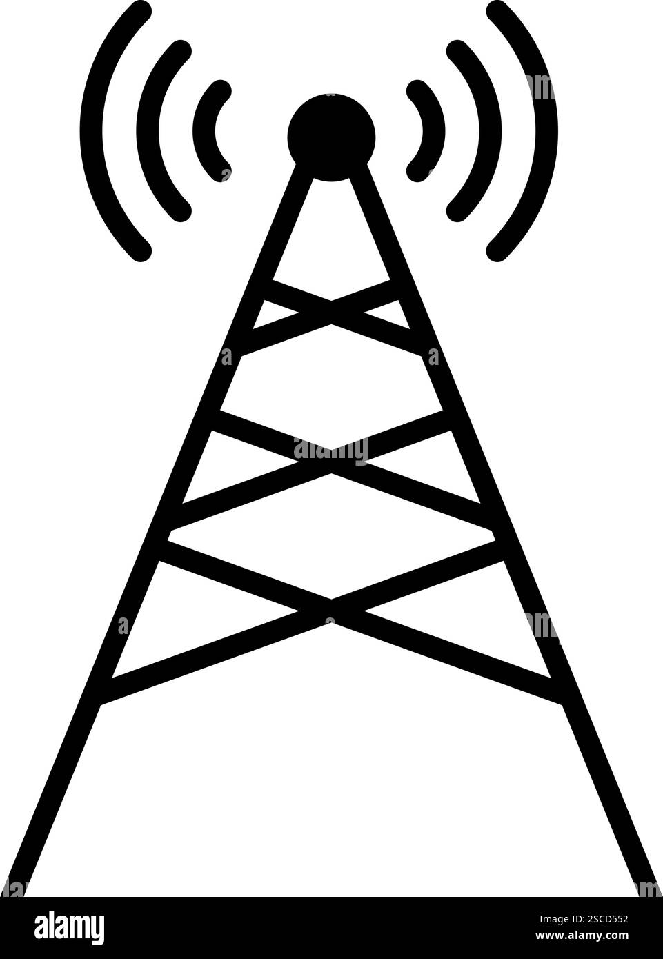 Symbol für Antennenturm. Telekommunikationszeichen und -Symbole. Stock Vektor