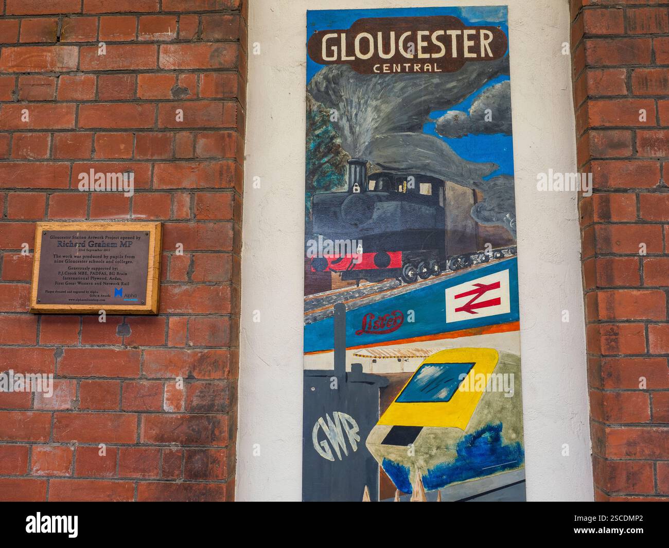 Gloucester Station Artwork Project, Gloucester, GWR, Bahnhof, Artwork, Gloucestershire, Südwestengland, England, Großbritannien, GB. Stockfoto
