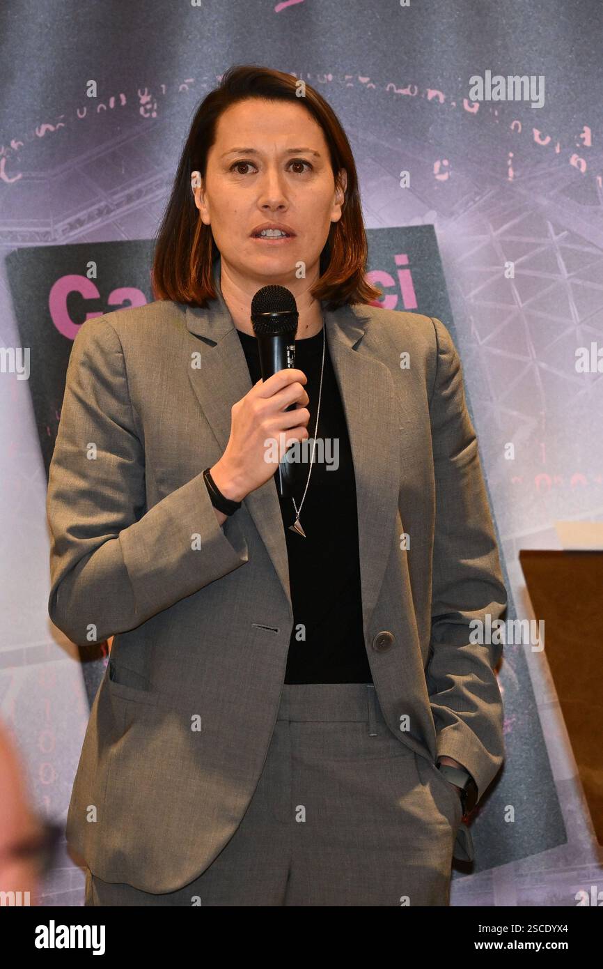Rom, Italien. Februar 2025. Chiara Marchitelli präsentiert 2024 am 6. Februar 2025 im Aleph Rome Hotel in Rom, Italien, das erste Panini-Album, das der Serie A der Frauen gewidmet ist 2025. (Foto: Domenico Cippitelli/NurPhoto) Credit: NurPhoto SRL/Alamy Live News Stockfoto