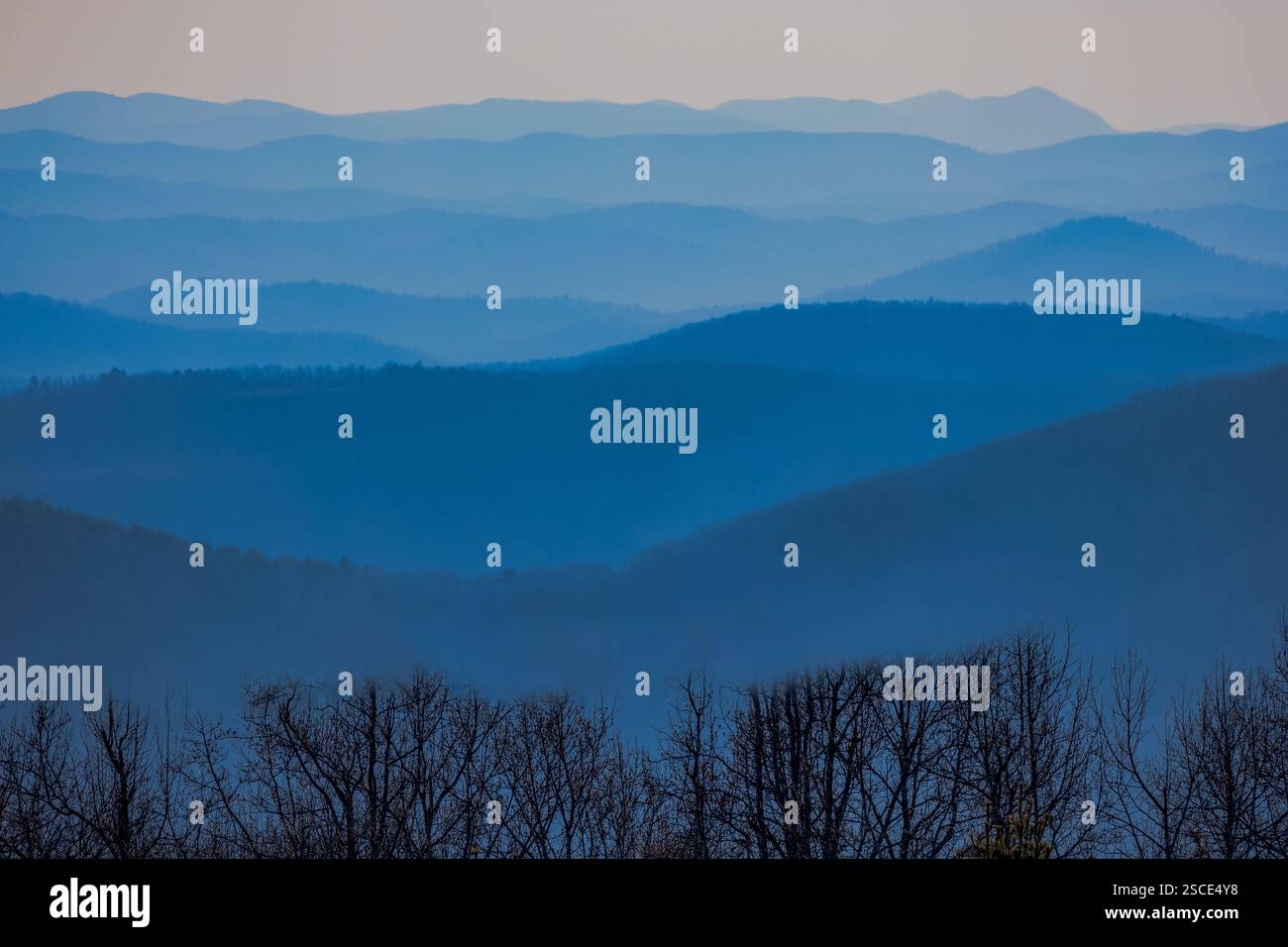 Panoramablick auf den Blue Ridge Parkway in North Carolina Stockfoto