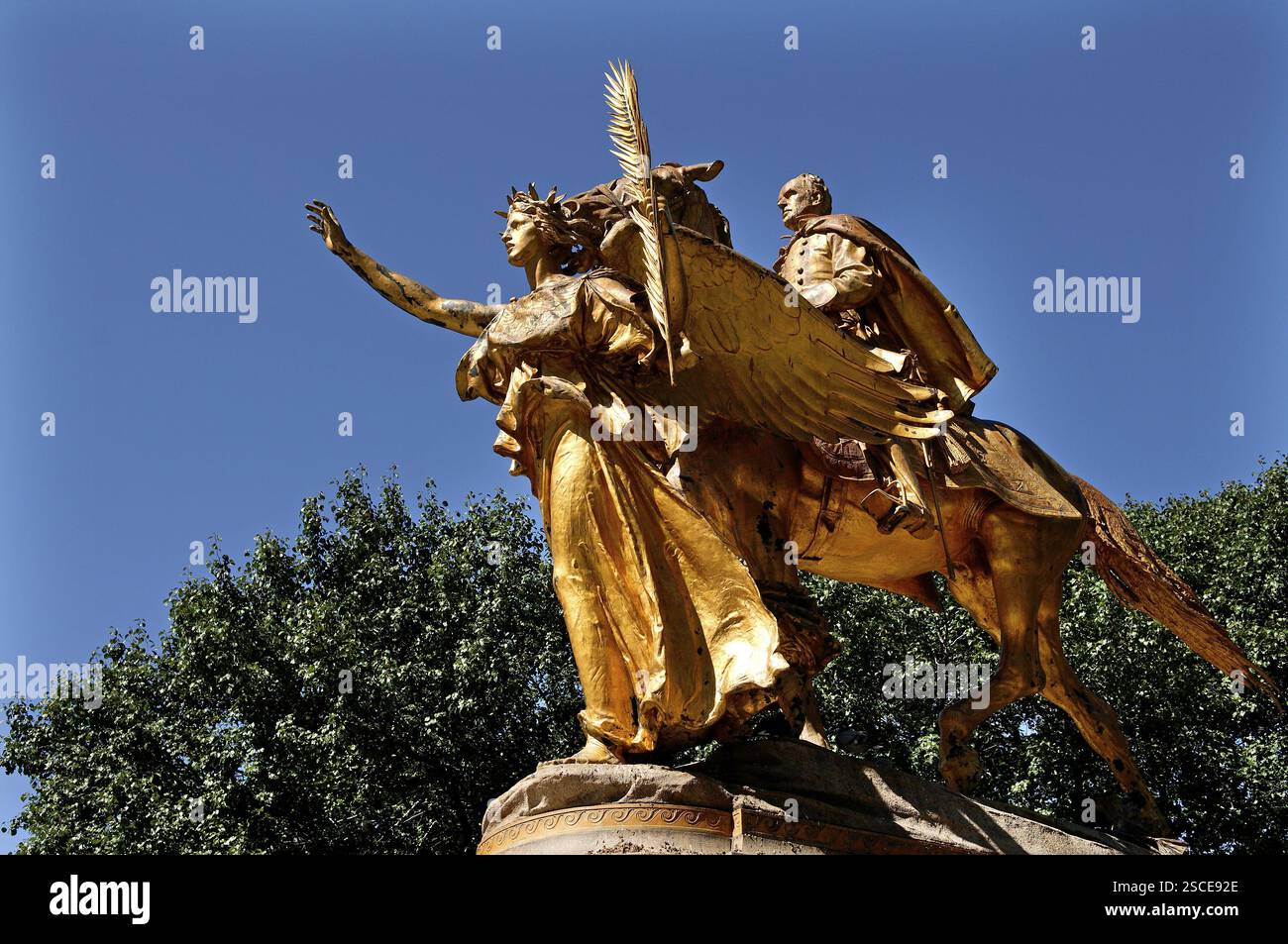 Sherman Monument, Skulpturengruppe zu Ehren von William Tecumseh Sherman, Bildhauer Augustus Saint-Gaudens, geschaffen 1902 im Central Park, New York Stockfoto Sherman Monument, Skulpturengruppe zu Ehren von William Tecumseh Sherman, Bildhauer Augustus Saint-Gaudens, geschaffen 1902 im Central Park, New York Stockfoto