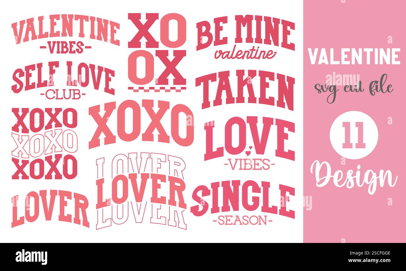Valentinstag SVG-Paket, Valentinstag SVG, Be My Valentine SVG, niedlicher Valentinstag, Valentinstag Spruch, liebe SVG, Happy Valentinstag svg Stock Vektor
