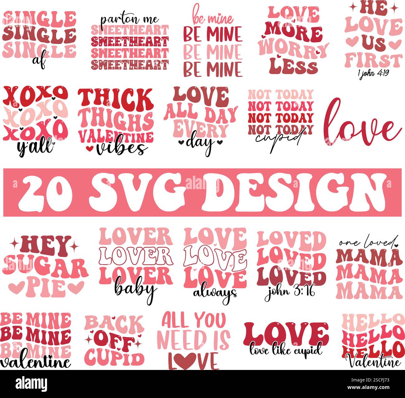 Valentinstag SVG-Paket, Valentinstag SVG, Be My Valentine SVG, niedlicher Valentinstag, Valentinstag Spruch, liebe SVG, Happy Valentinstag svg Stock Vektor