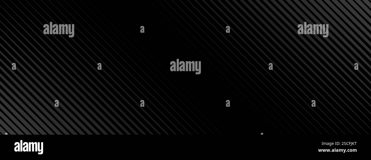 Schwarzer schräger gerader Hintergrund. Dunkle, lineare abstrakte Tapete. Elegantes, luxuriöses gestreiftes Farbverlauf. Grauer Hintergrund mit diagonalen Linien für Flyer, Banner, Poster, Präsentation. Vektor Stock Vektor
