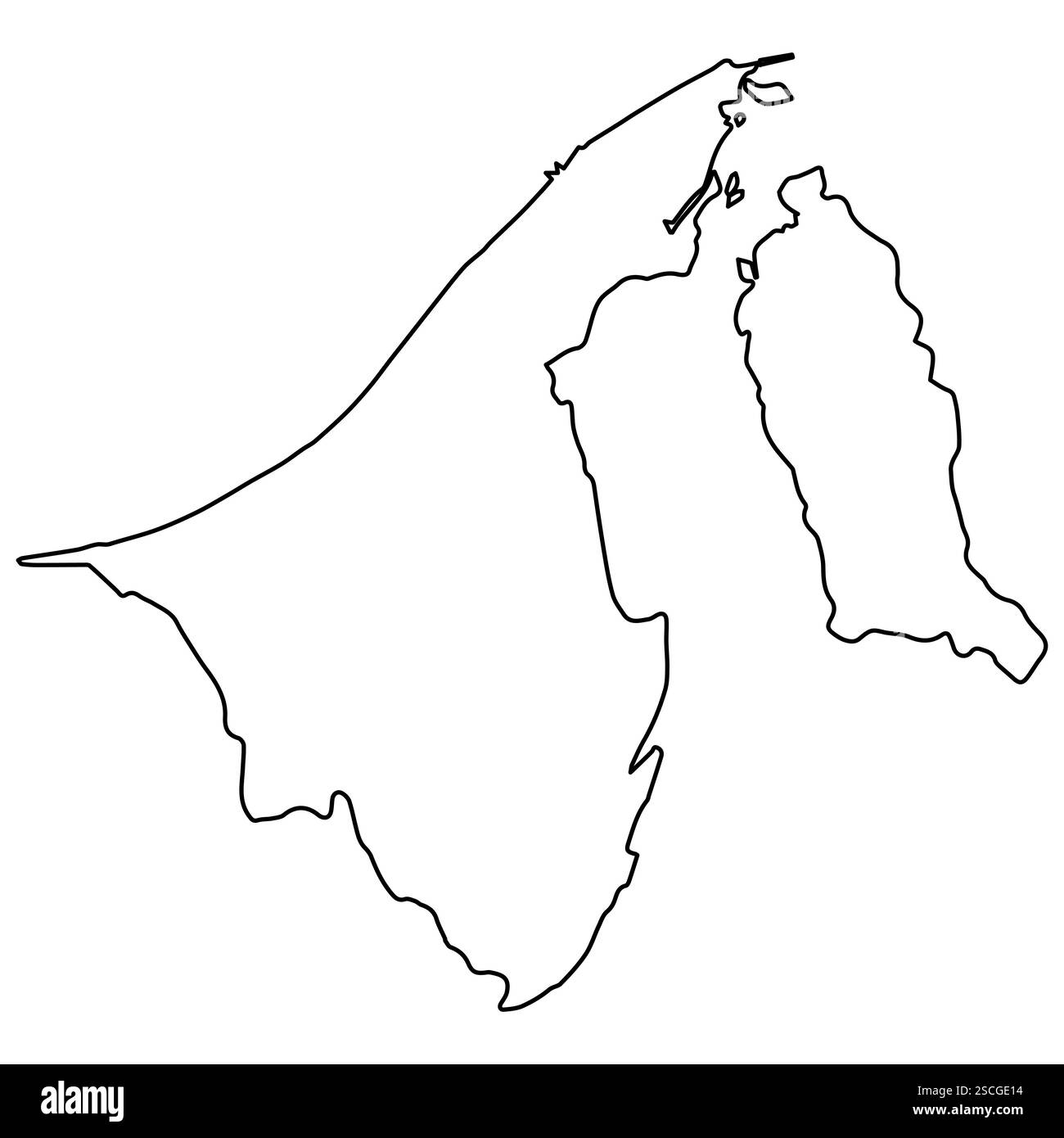 Outline Map of Brunei Darussalam Brunei Country Südostasien Stock Vektor