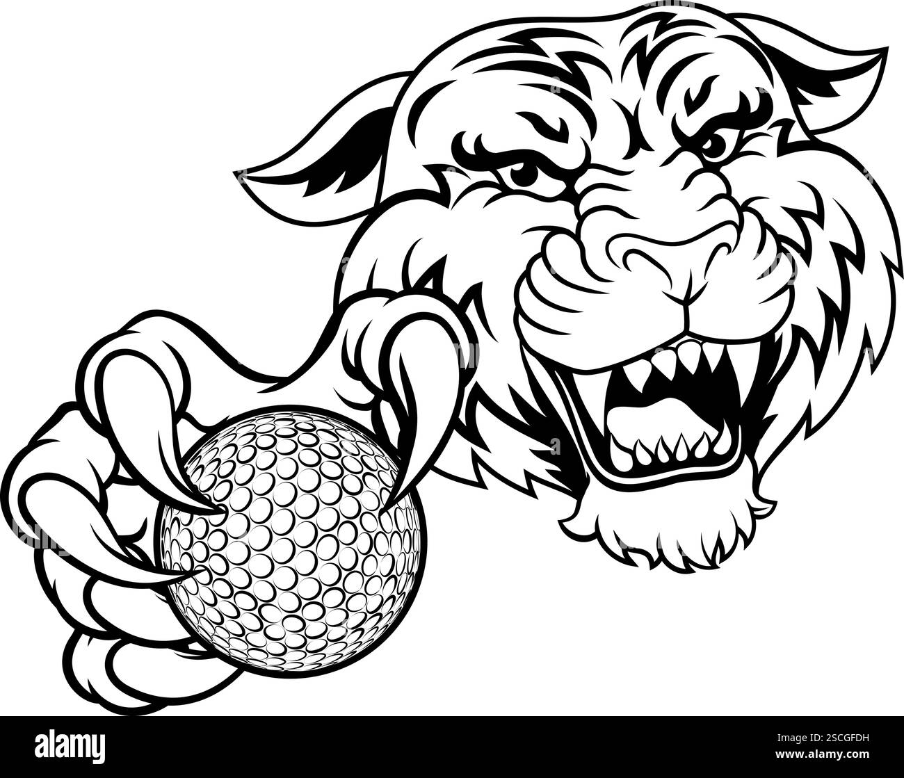 Tiger Golfball Sportteam Cartoon Tiermaskottchen Stock Vektor