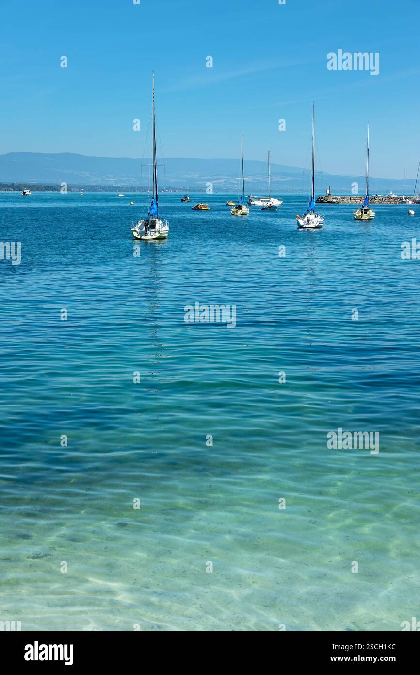 Segelboote auf dem Genfer See (lac Léman), Schweiz Stockfoto