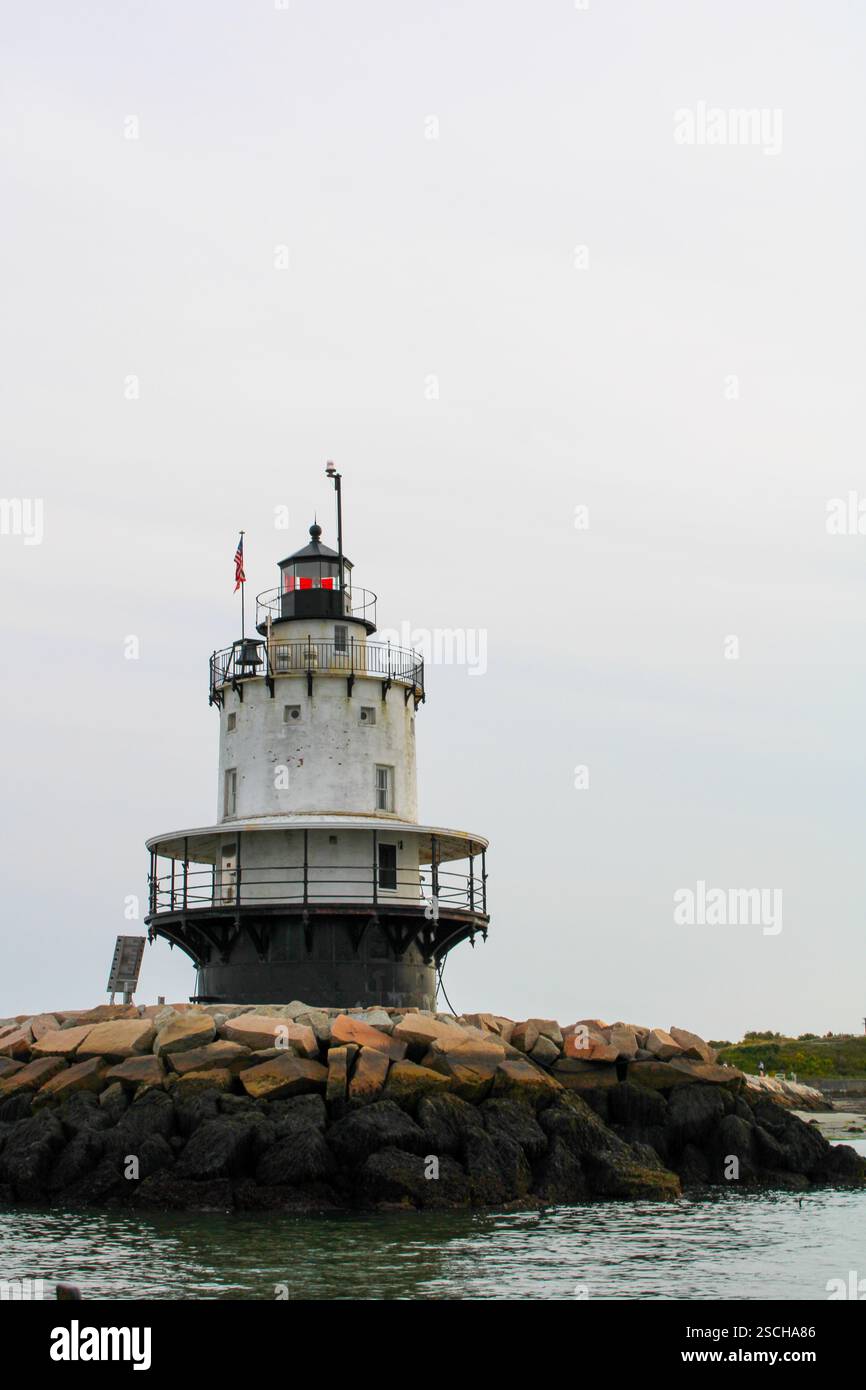 Nahaufnahme von Bug Light in Portland Stockfoto