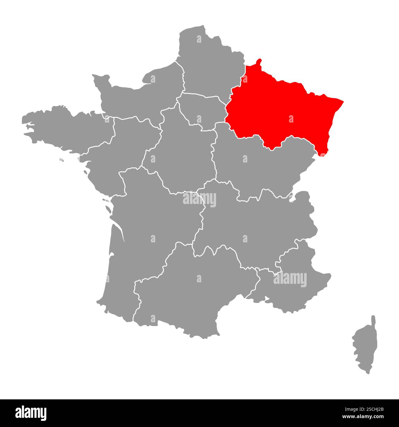 Greater East of France Karte Symbolform, Reise Web flach Konzept Symbol Symbol Vektor . Stock Vektor