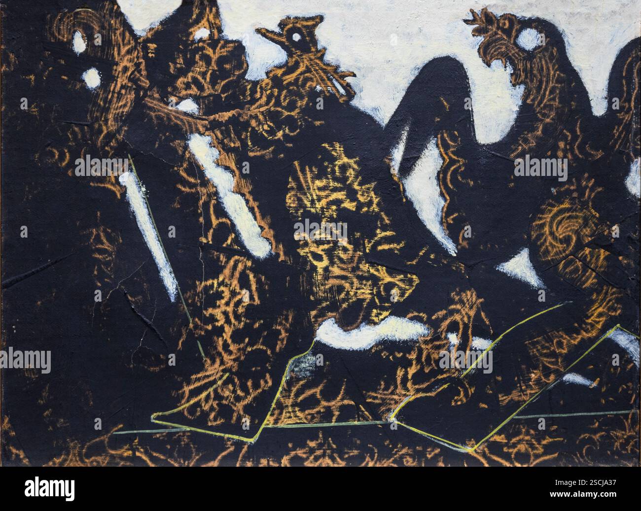 MAX ERNST, (1891–1976) Titel: Barbares marchant vers l’ouest, Barbaren marschieren nach Westen, Öl auf Leinwand, 1935 Stockfoto