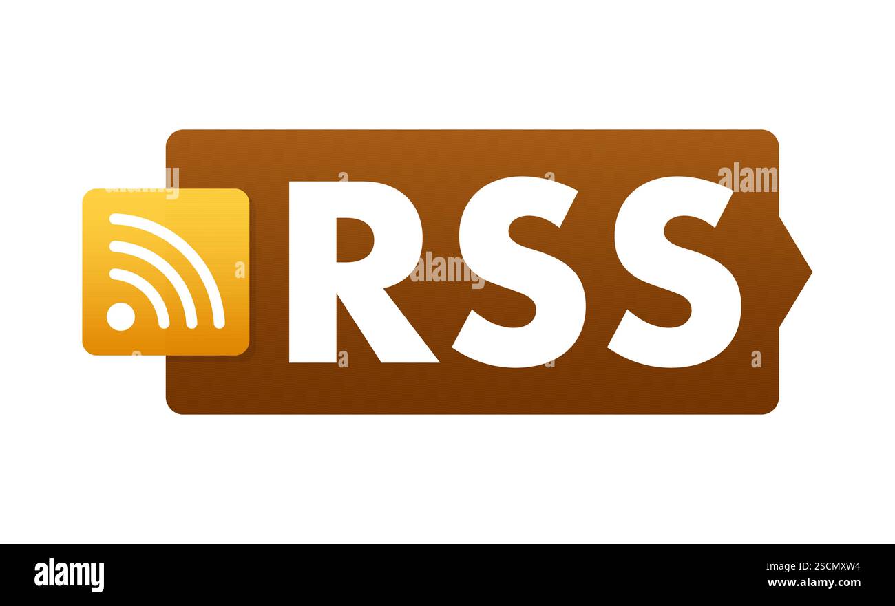 RSS-Feed-Symbol, das Informationen zum Senden und Teilen anzeigt Stock Vektor