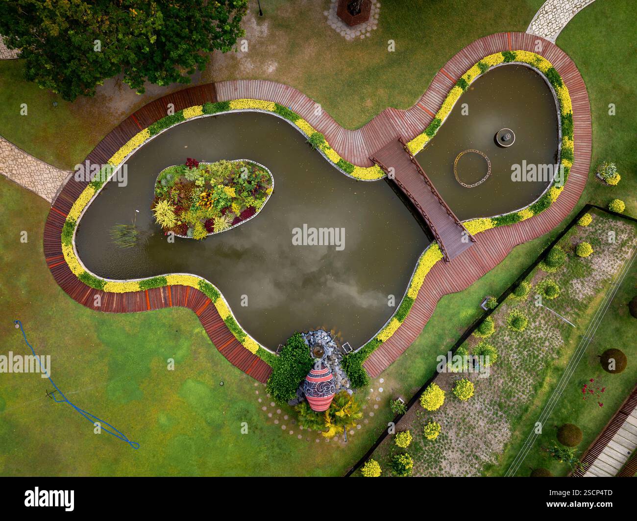 Luftaufnahmen über den zentralen Park von Hulhumale. Hauptstadt der Malediven Stockfoto