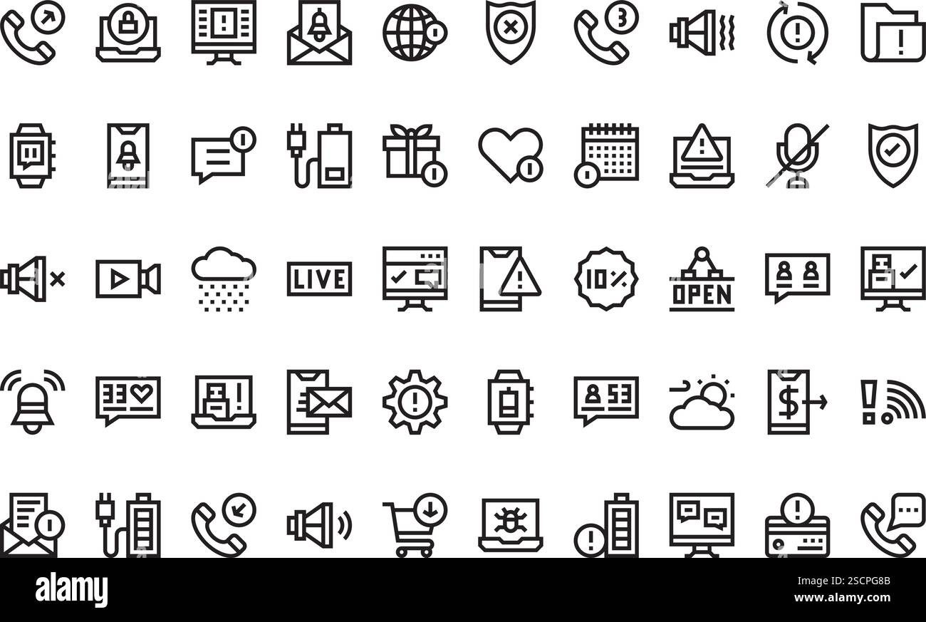 Hochwertige Sammlung von Vektorsymbolen mit editierbarer Kontur. Ideal für professionelle und kreative Projekte Stock Vektor