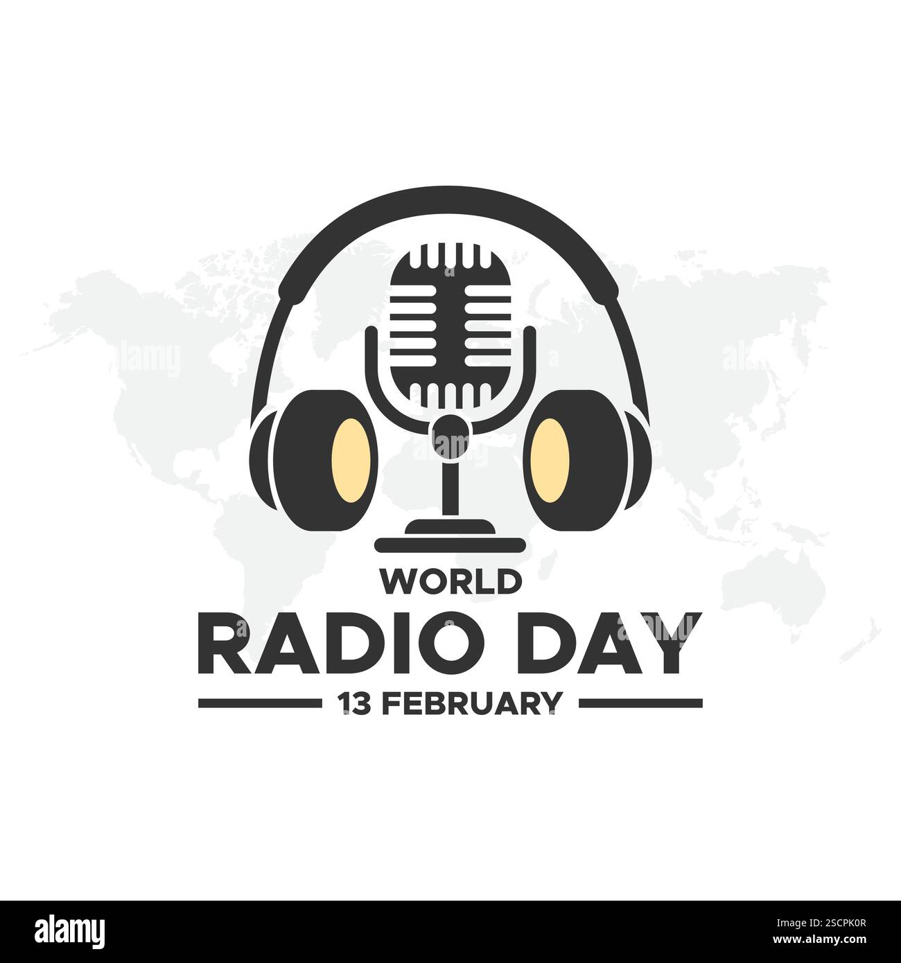 World Radio Day. 13. Februar. Symbol Turmsignal. Poster- oder Bannerdesign des Radio Day. Vektorillustration für flache Designs. Stock Vektor